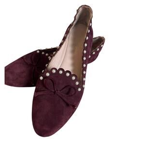 Kate Spade | Salford Ballet Flats Size 7 Wine Suede Pearl Accent